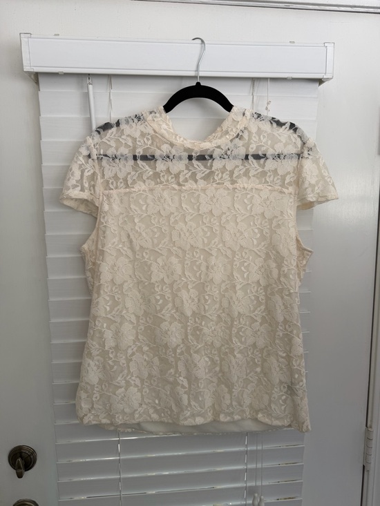 Fever Tops - Fever Cream Lace Short Sleeve Blouse
